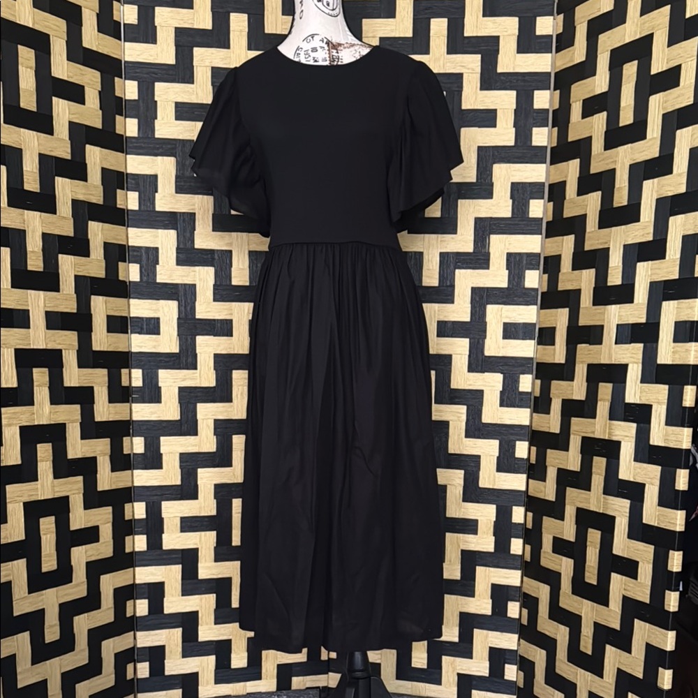 Zara Black Flutter Sleeve Midi Sundress